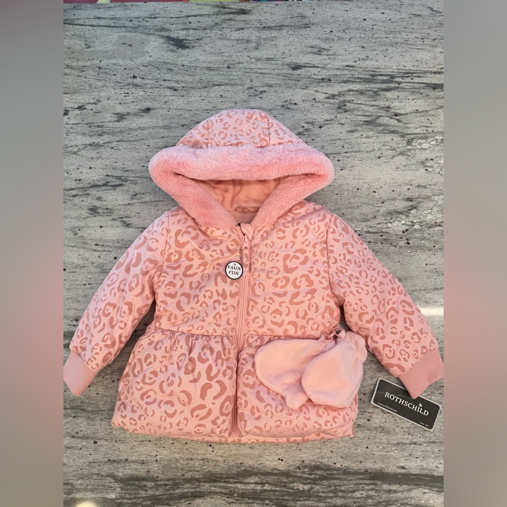 Rothschild Blush Leopard Jacket and Mittens